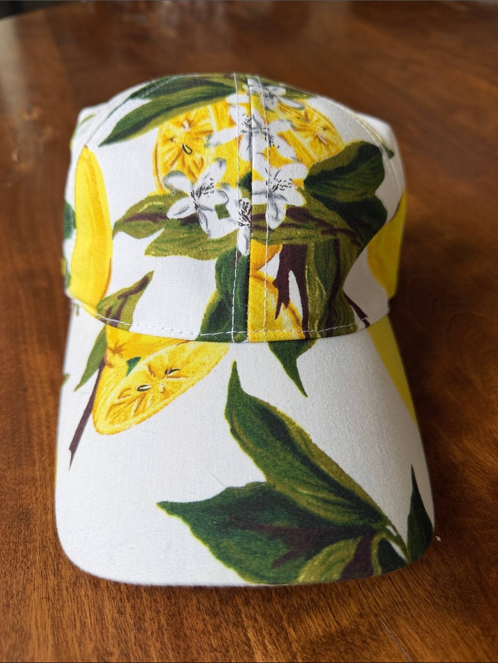 Anthropologie Lemon Print Hat Lightweight Cotton